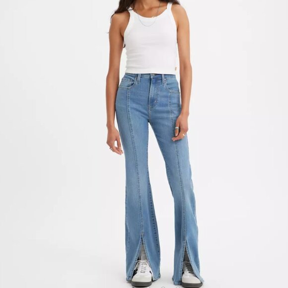 Levi's 726 High Rise Flare Split Hem Women's Light Wash Jeans Size 27 - Picture 1 of 10